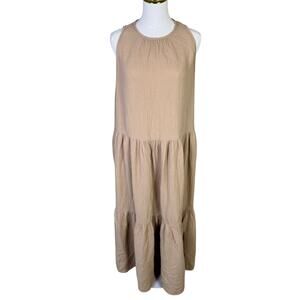 Ann Taylor High Neck Cotton Gauze Maxi Dress US Women's L